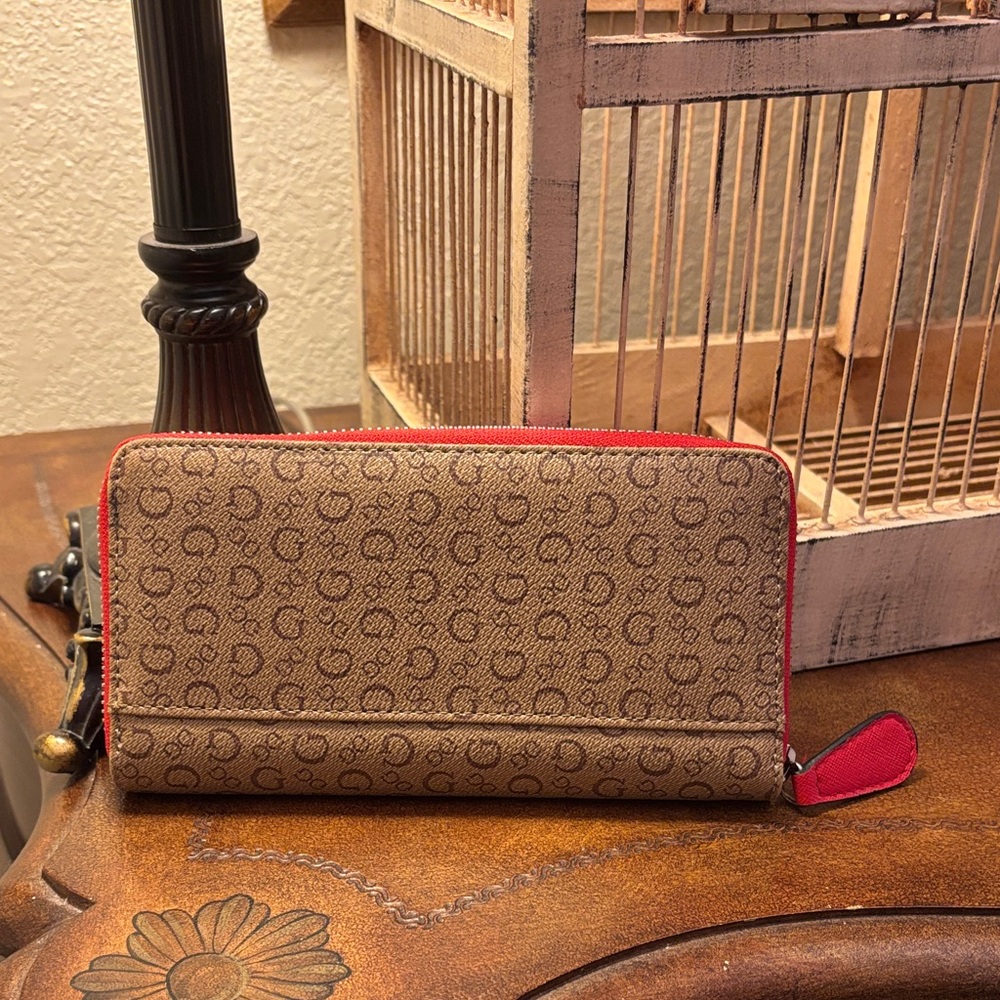 GUESS Red and Tan Women's Wallet - Picture 3 of 10